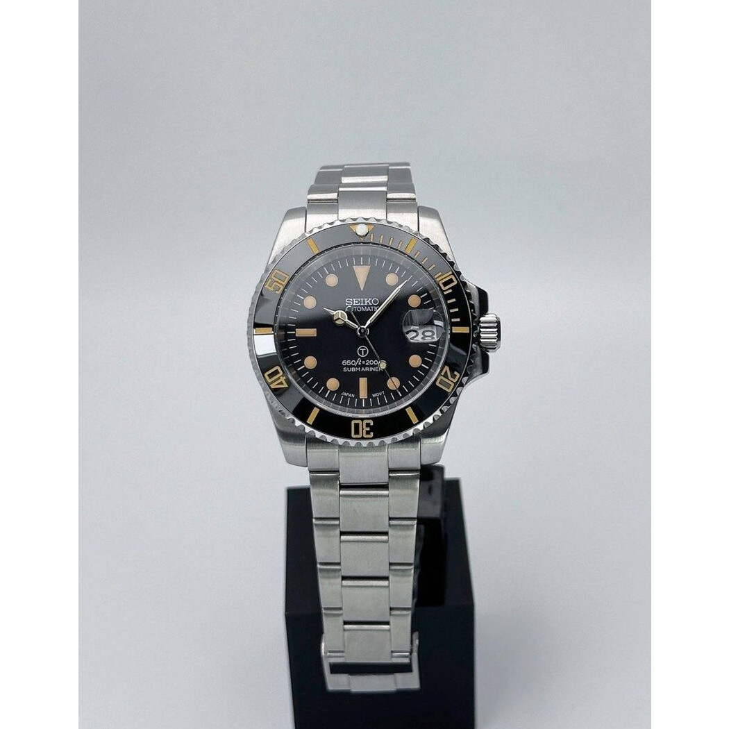 Custom Seiko Mod • Fauxtina Submariner “Vintage” • 40mm